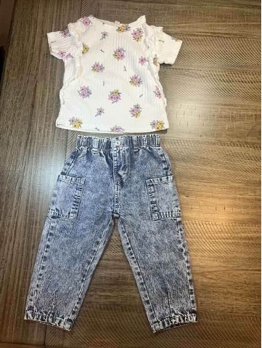 Jessica Simpson baby girl 24m matching acid wash jean outfit set